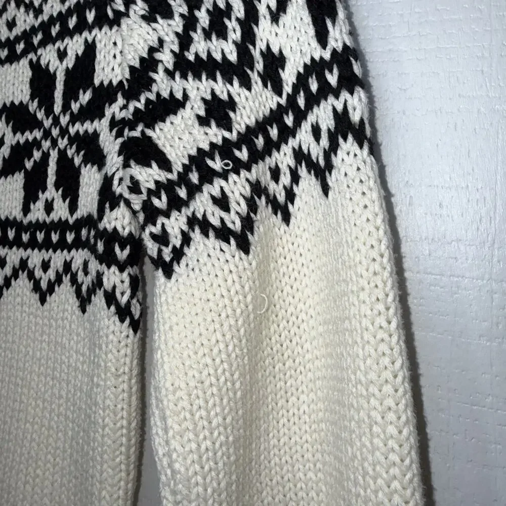 Ralph Lauren Kid’s Fair Isle Nordic Sweater Draped Neck White Size L 12/14